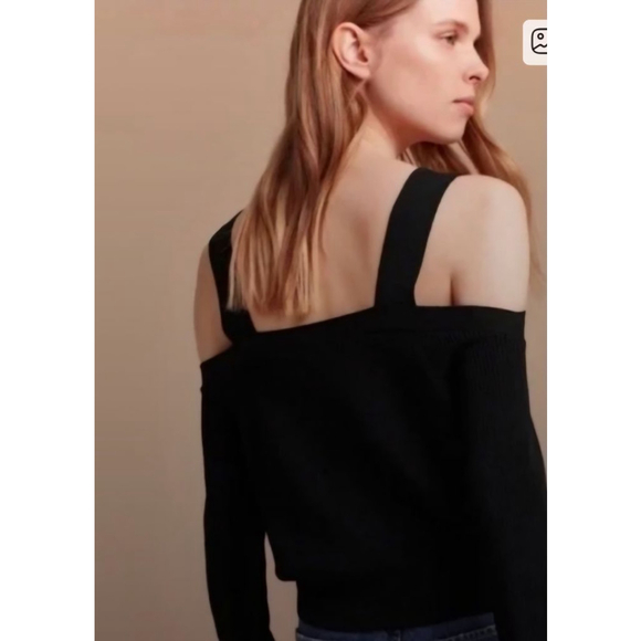 ARITZIA WILFRED Antenne Black Long Sleeve Cold Shoulder Sweater L